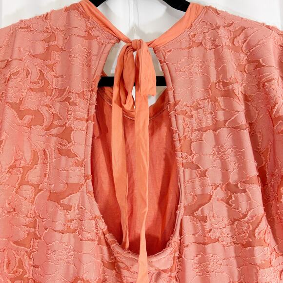Anthropologie Ruffle Knit Mini Dress Peachy Pink Size M Fits Like L Relaxed Fit - Picture 8 of 8
